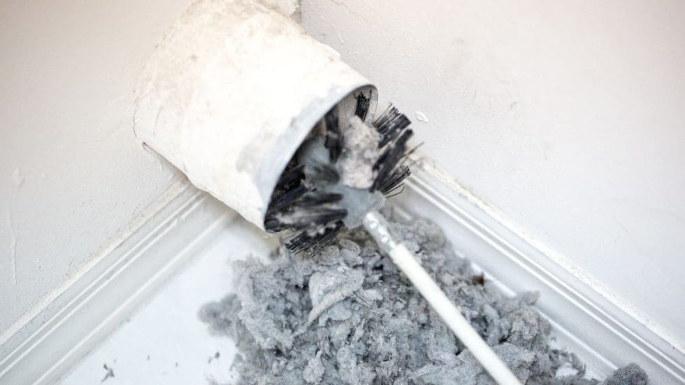Cleaning Dryer Vent With Accumulated Lint