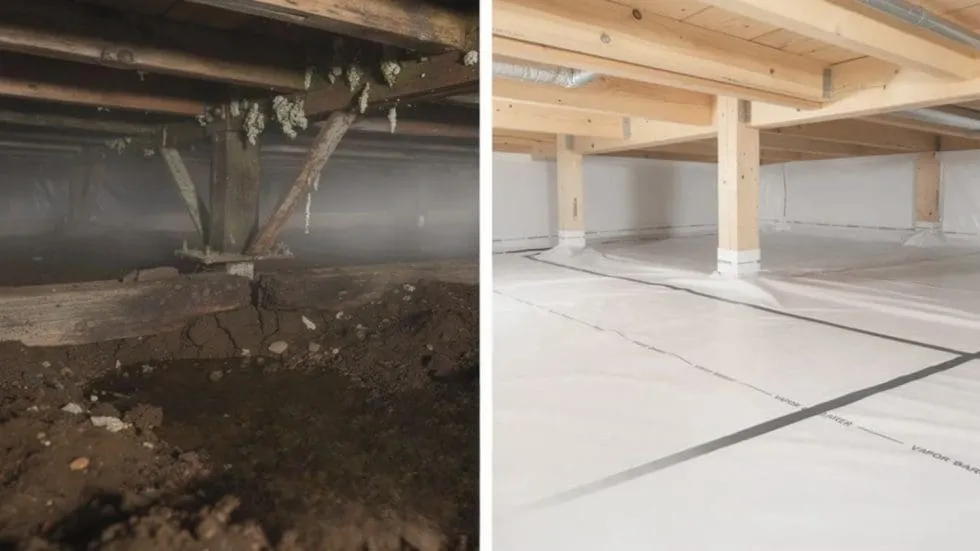 Before And After Crawl Space Encapsulation Comparison