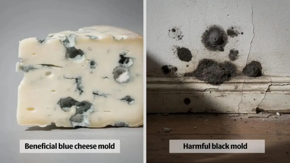 Beneficial Blue Cheese Mold Vs Harmful Black Mold Comparison